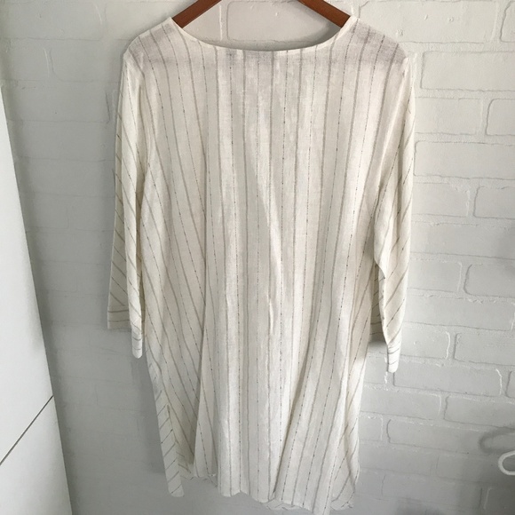 Linen Tunic/shirt Off-White gold Lagenlook Vacation Bali sz 18/20 (1X) - Picture 5 of 7